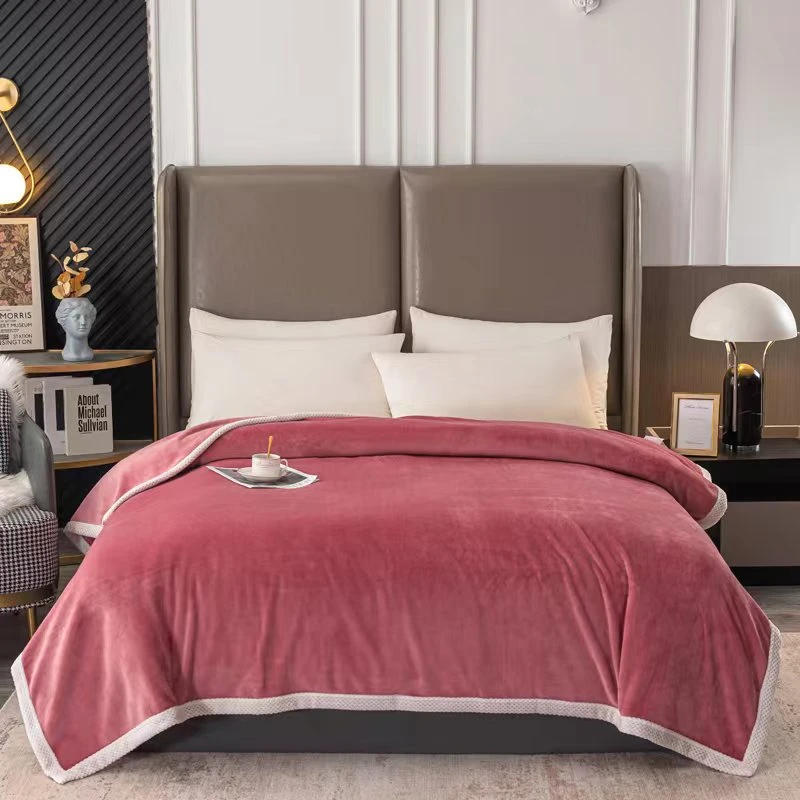 新款牛奶绒盖毯毛毯午睡毯双面纯色加绒加厚双面绒绒毛毯多功能