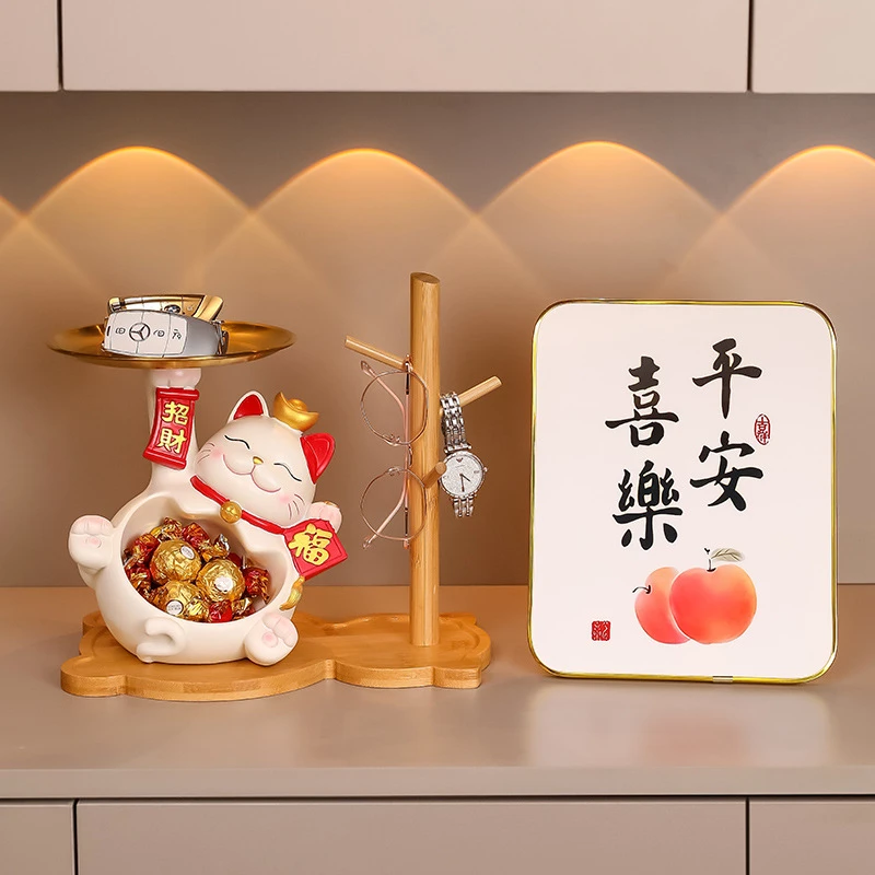 招财猫乔迁新居之喜搬家礼物玄关装饰品摆件入户钥匙收纳摆设新款