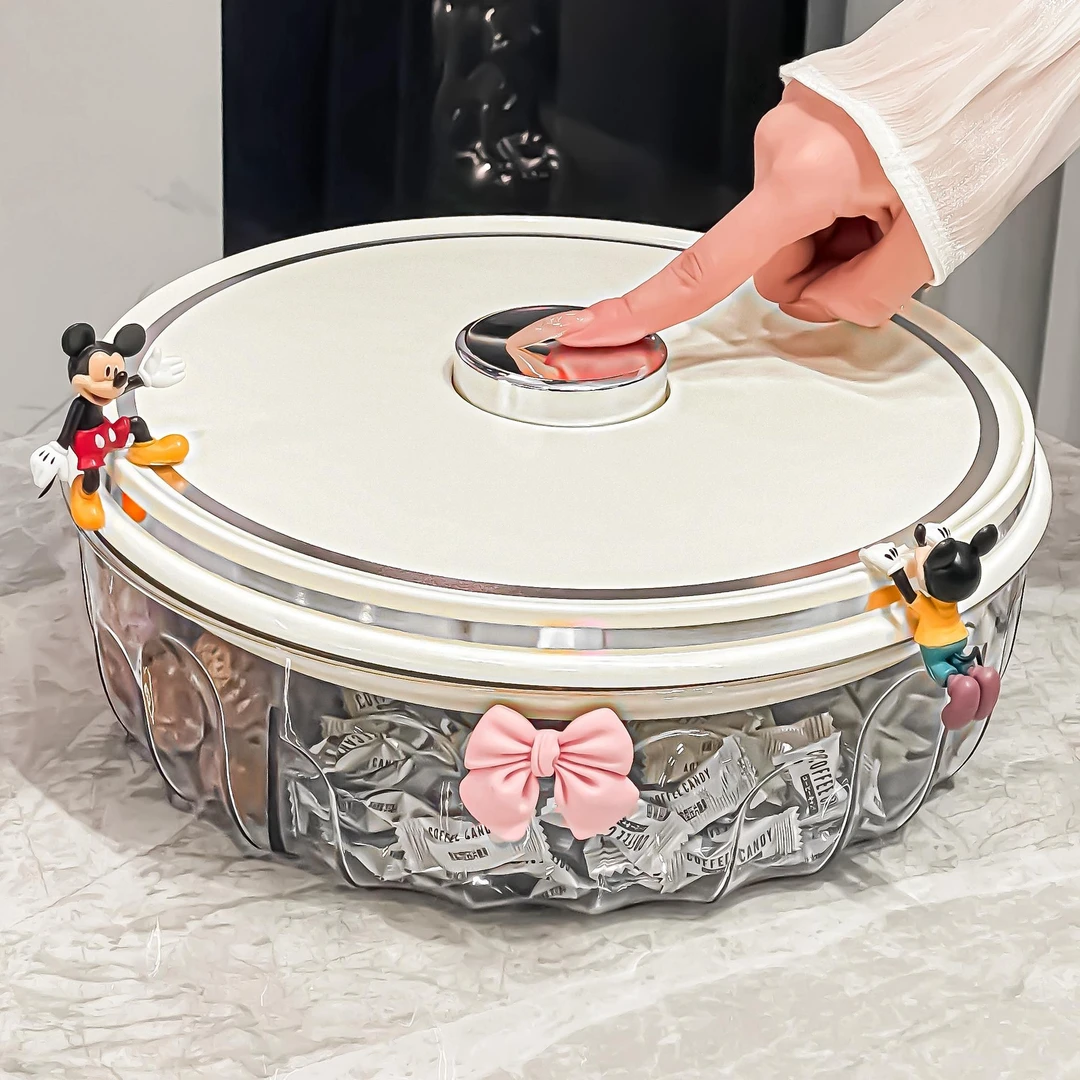 干果盘坚果零食收纳盒密封防潮家用客厅茶几轻奢筐过年糖果储物罐