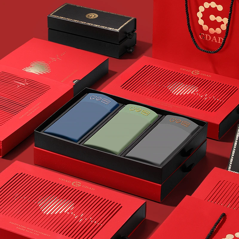 轻奢礼盒装男士短裤100支莫代尔透气薄款平角裤抗菌四角短裤礼盒