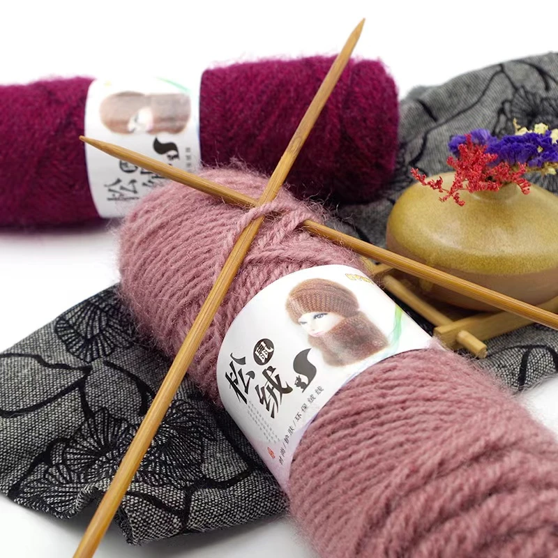 松鼠绒毛线中粗毛衣外套围巾帽子手工diy编织一团75克