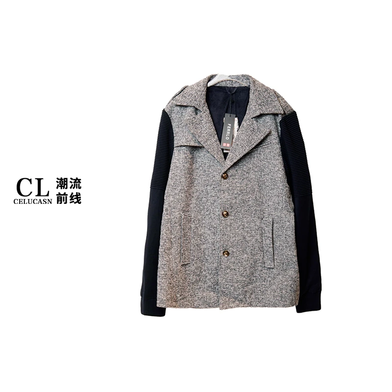 F6VIN139#秋冬季时尚男毛呢外套时尚绅士上衣