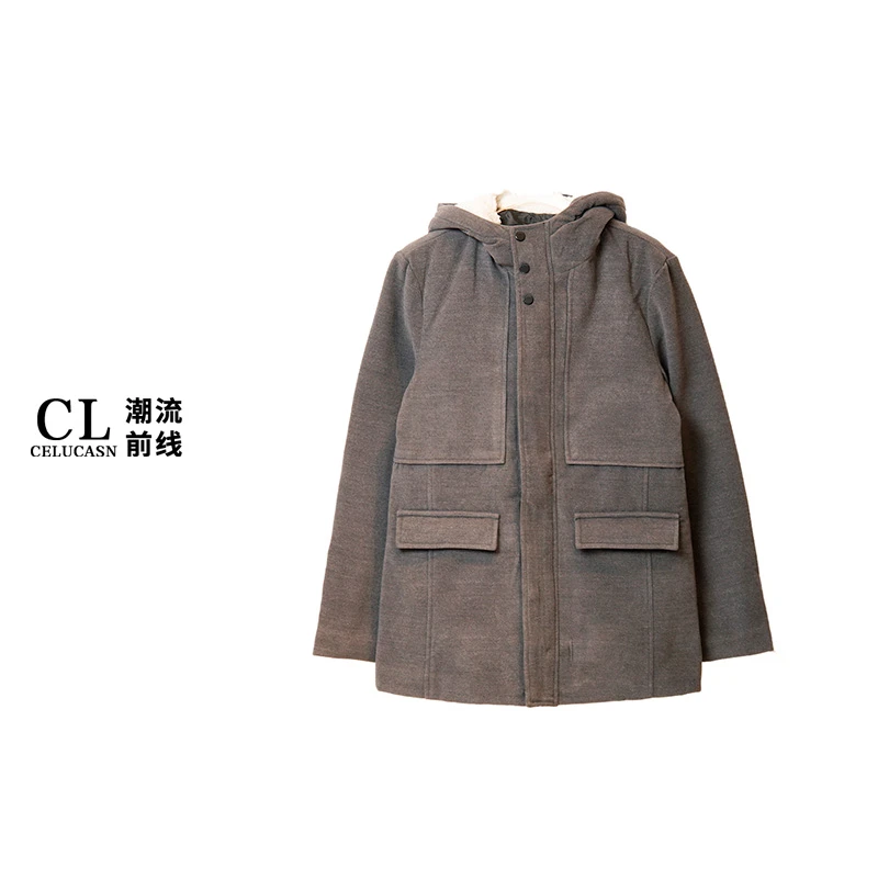 P6VIN235#秋冬男士毛呢棉衣绗缝夹棉加厚舒适保暖棉衣外套