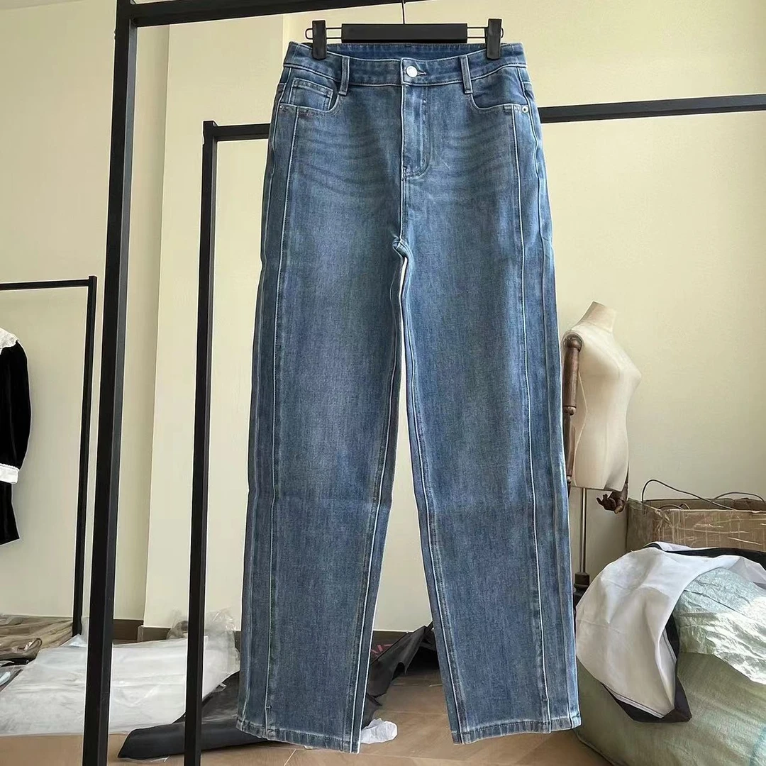 2024新款女装 复古水洗柔软直筒牛仔裤47