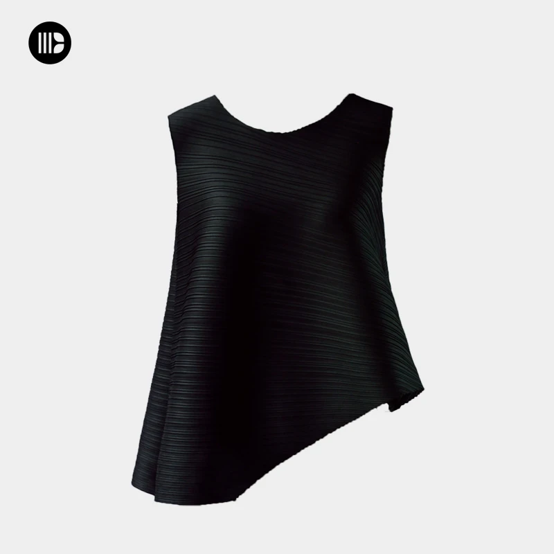 卿北丨褶皱背心不规则无袖内搭打底百搭弹力设计感夏季女背心打底