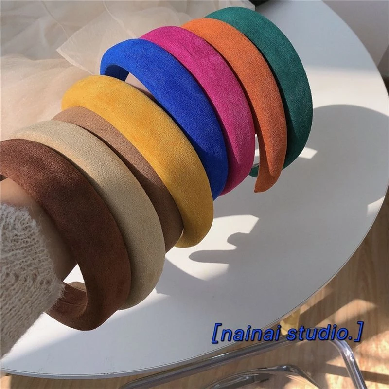 8色入!麂皮绒发箍彩色复古秋冬绒绒头箍女港风发饰小众压发箍