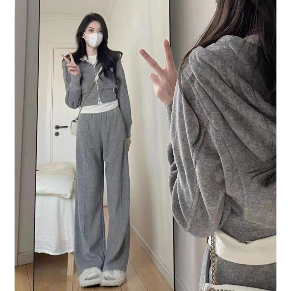 咻咻X2C3385  8011拉链连帽外套+休闲裤套装