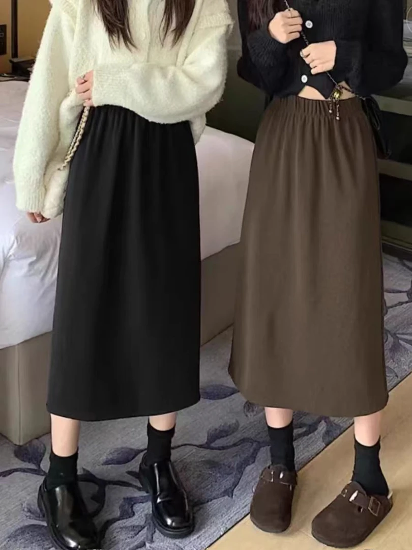 1931秋季高腰半身裙时尚显瘦半身裙百搭开叉女