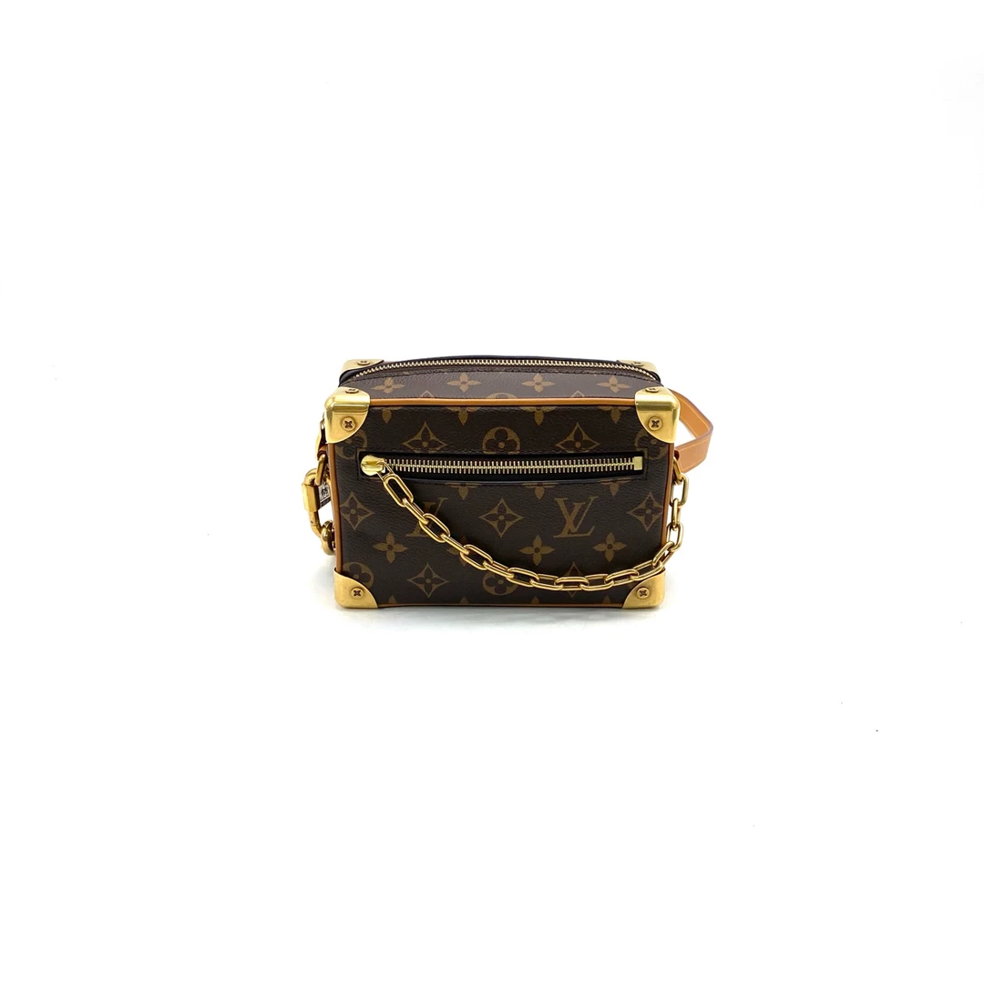99新 LouisVuitton/路易威登 棕花mini soft trunk斜挎包 尺18/12