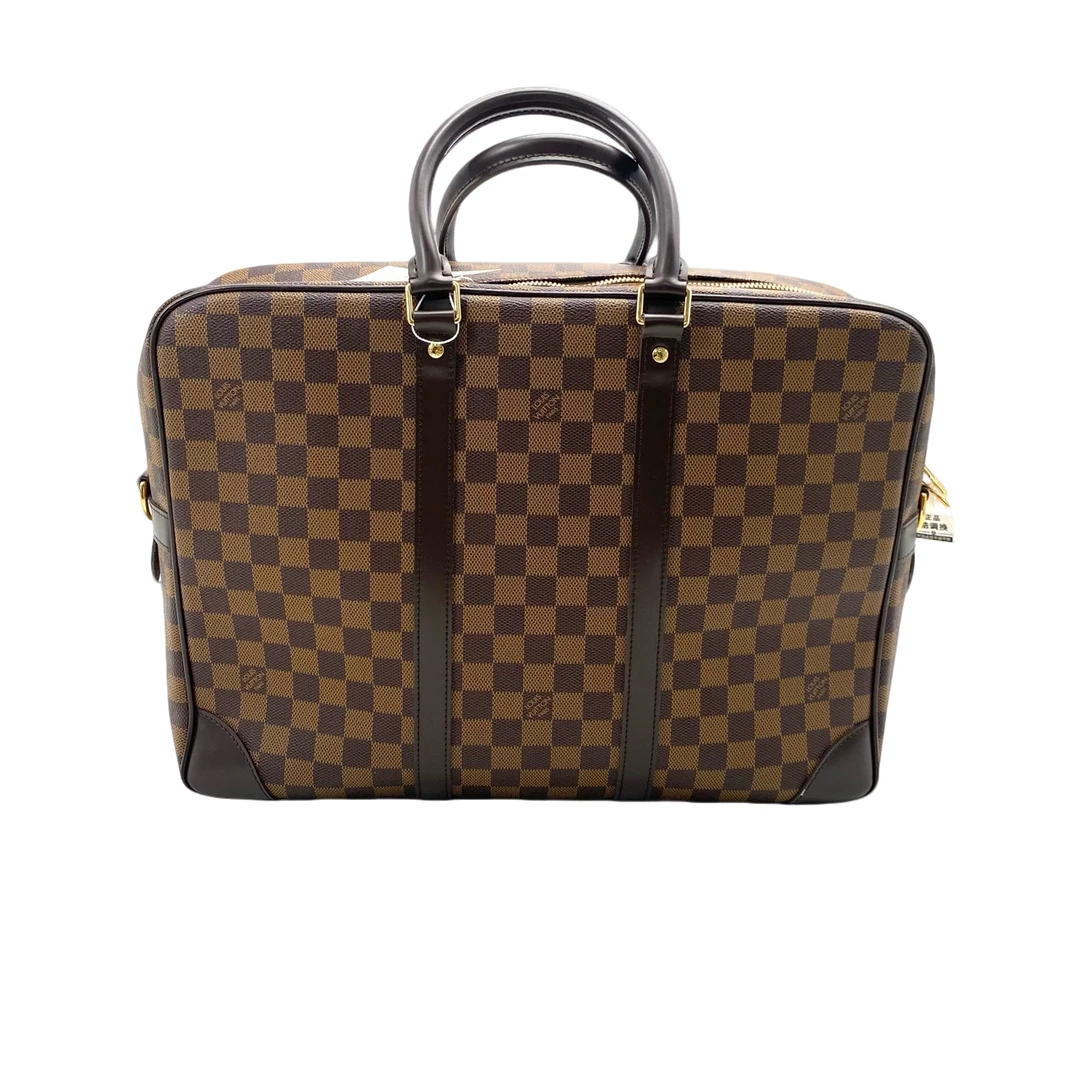 99新 LouisVuitton/路易威登 棕棋盘格厚款手提公文包  尺寸40/30