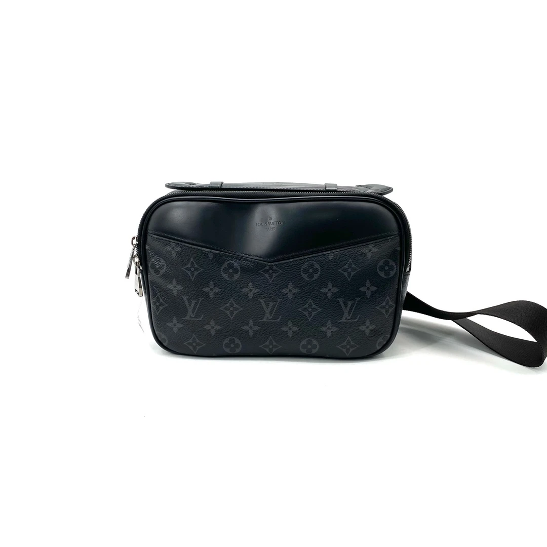 99新 LouisVuitton/路易威登 黑老花拼皮手提胸包 尺寸27/17 黑花