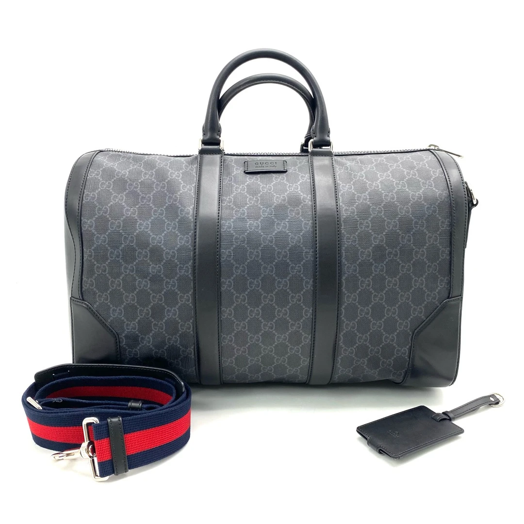 99新 GUCCI/古驰 黑老花手提旅行袋 尺寸45/28黑色 经典 斜跨黑花