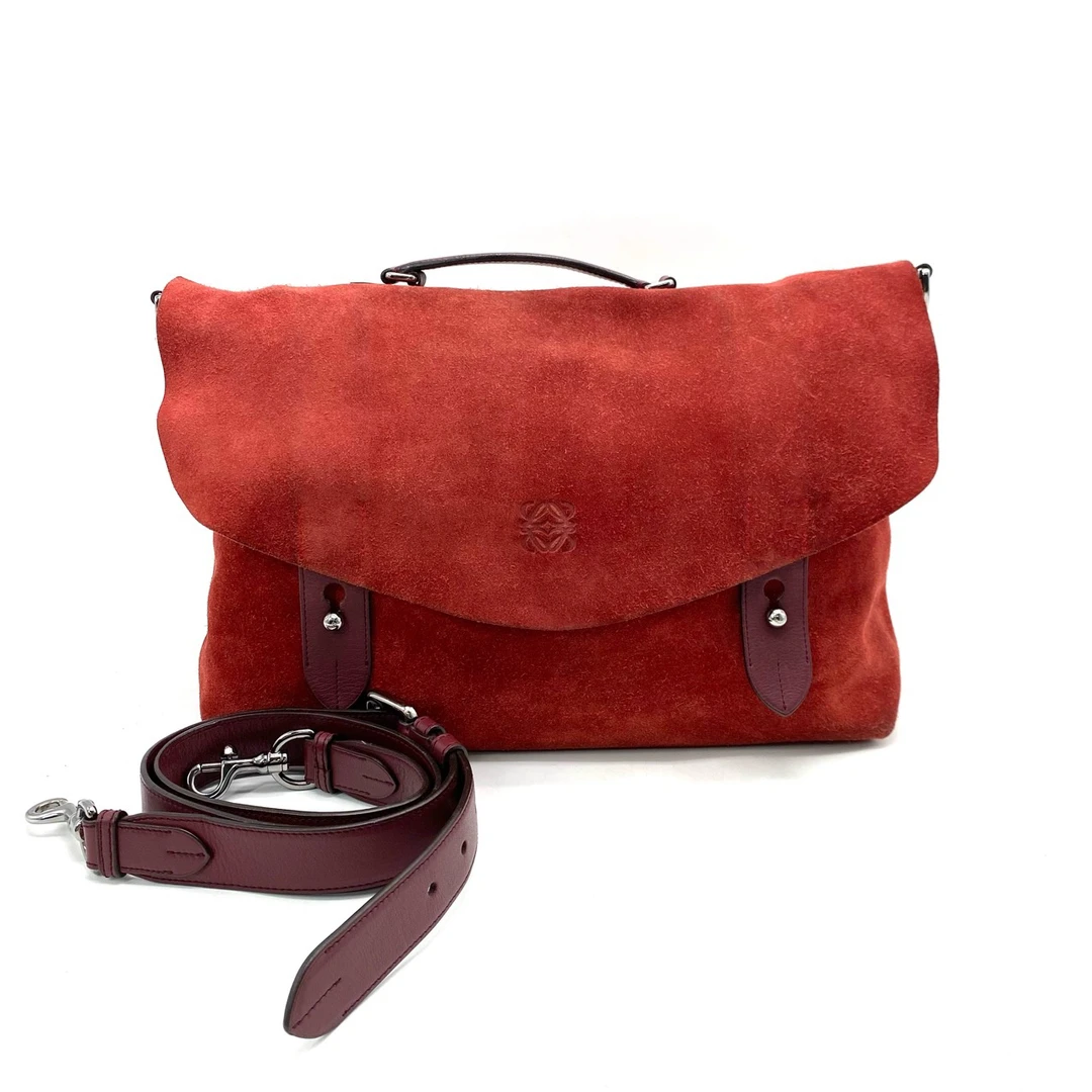 95新 LOEWE/罗意威 橘红色全皮双扣手提包 尺寸39/28