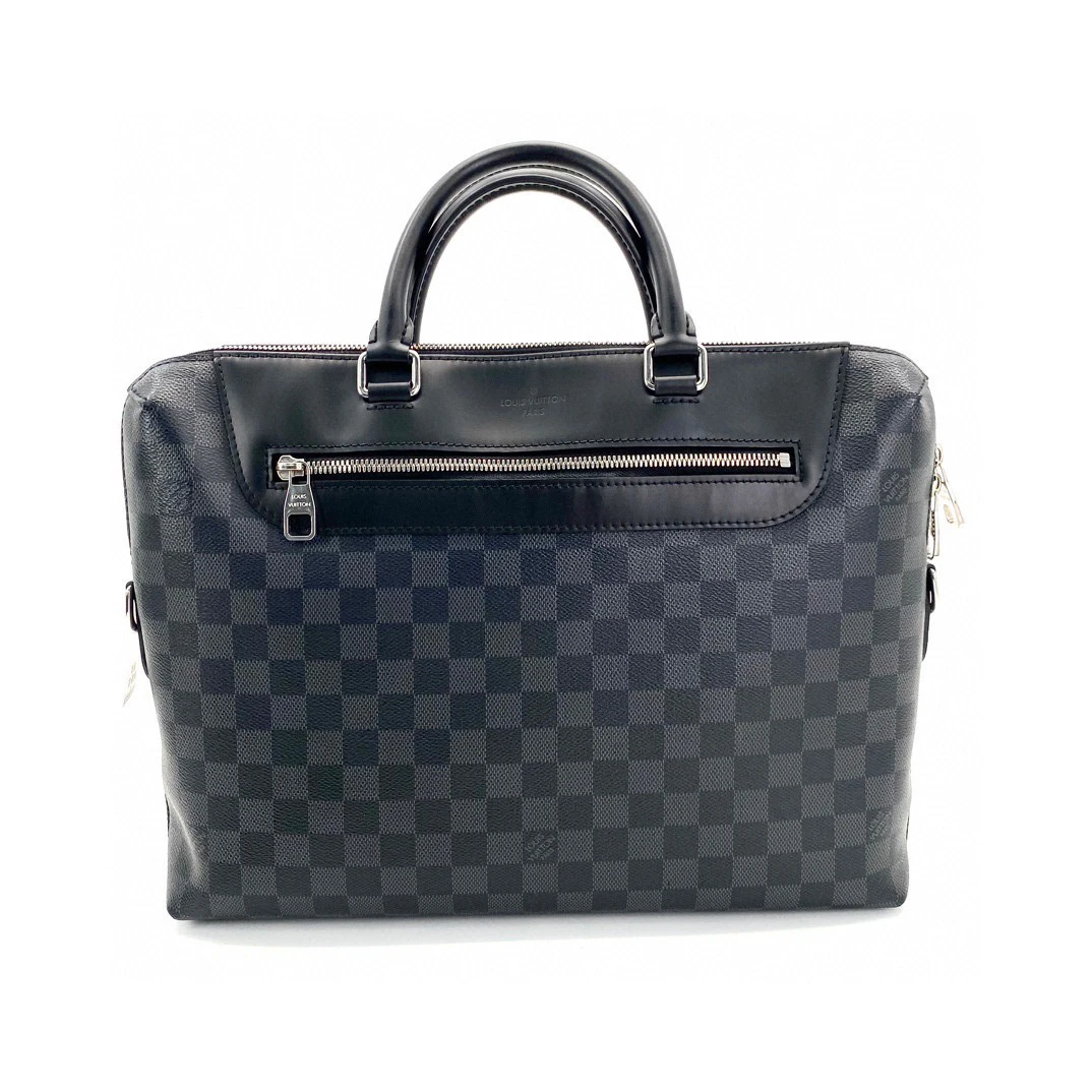 95新 LouisVuitton/路易威登 黑棋盘格拼皮公文包 尺寸36/27 商务