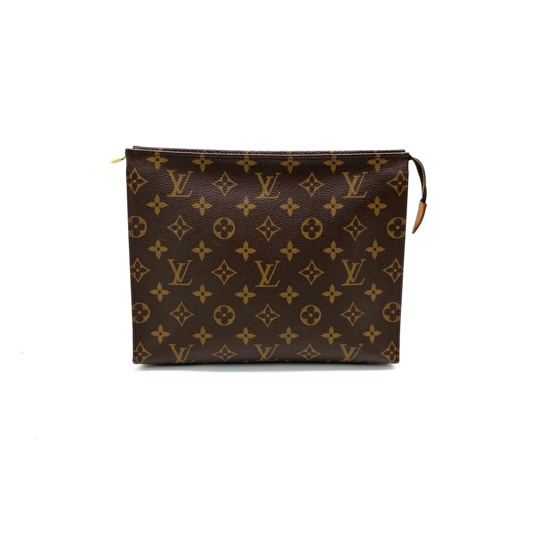 95新 LouisVuitton/路易威登 老花洗漱手拿包 尺寸26/20 男士棕色