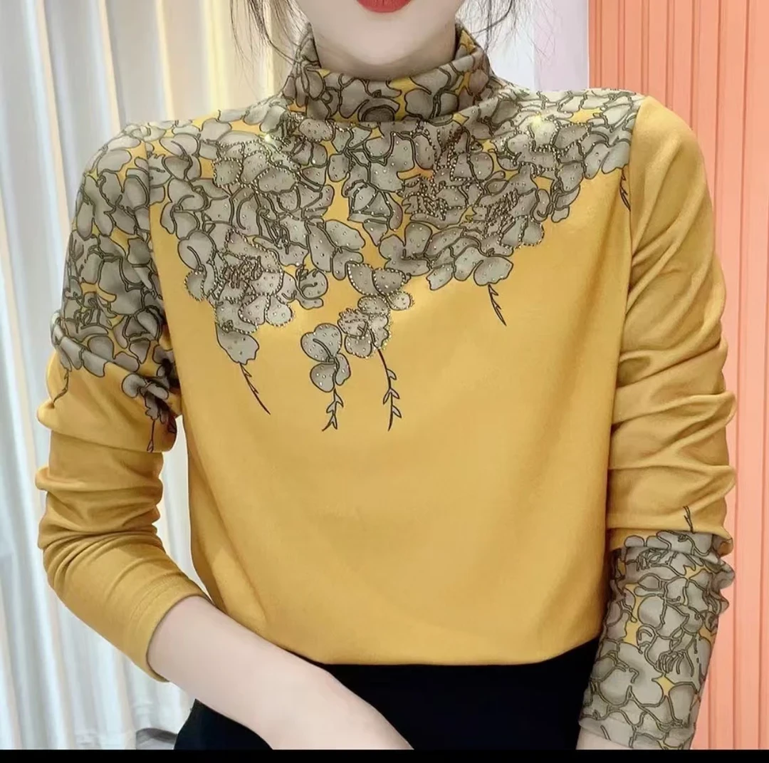 复古--洋气时尚盘扣打底衫高级洋气长袖新款宽松上衣