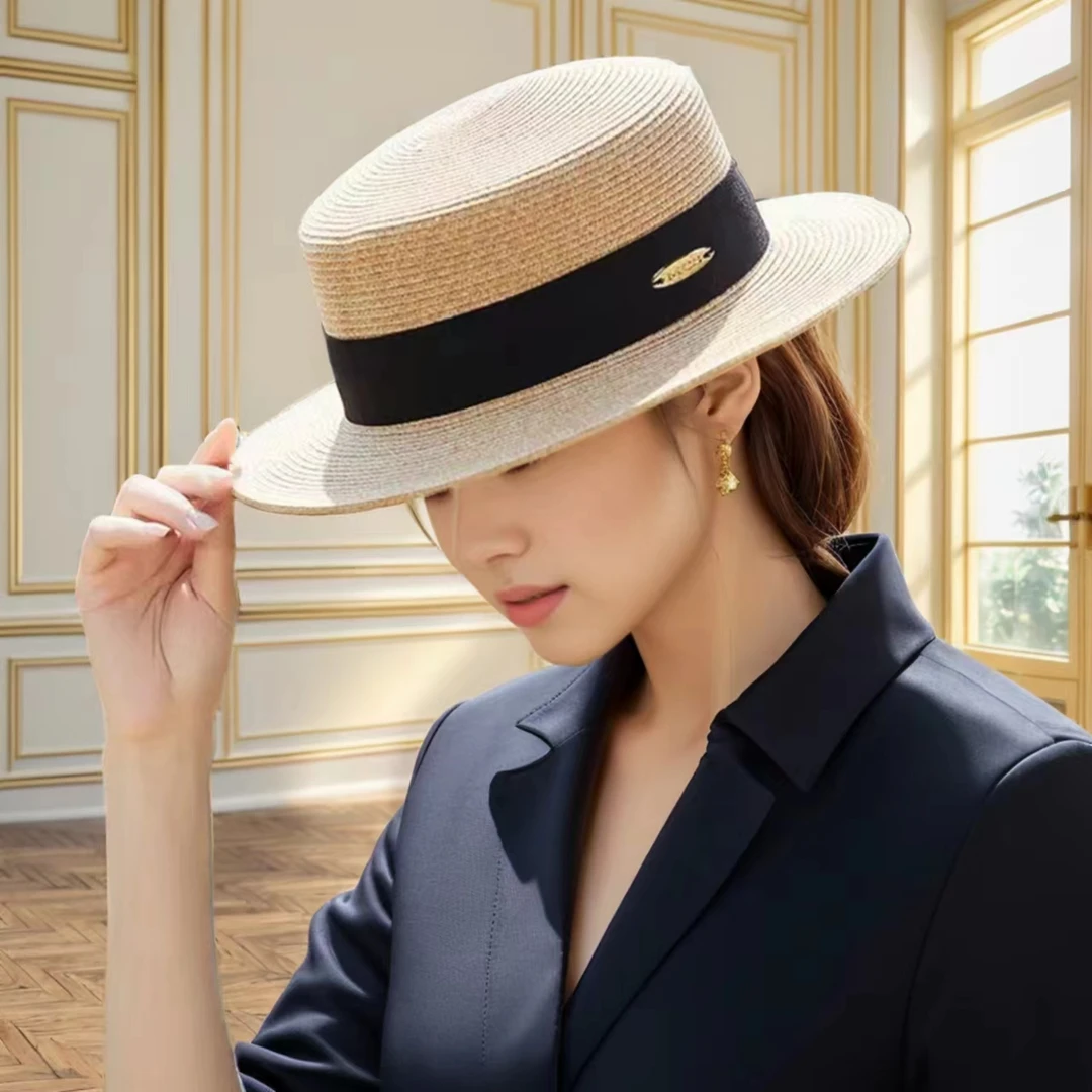 草帽设计感气质遮阳防晒帽夏季出游海边沙滩帽子女款