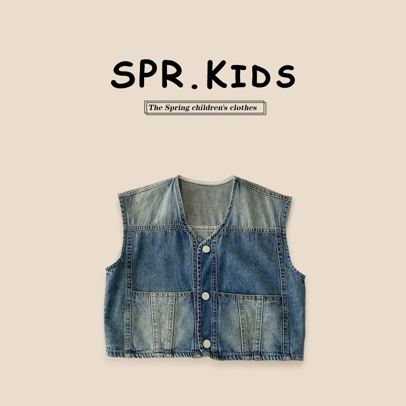 儿童夏季牛仔马甲2024新款小孩马甲男童外穿坎肩百搭款洋气童装潮