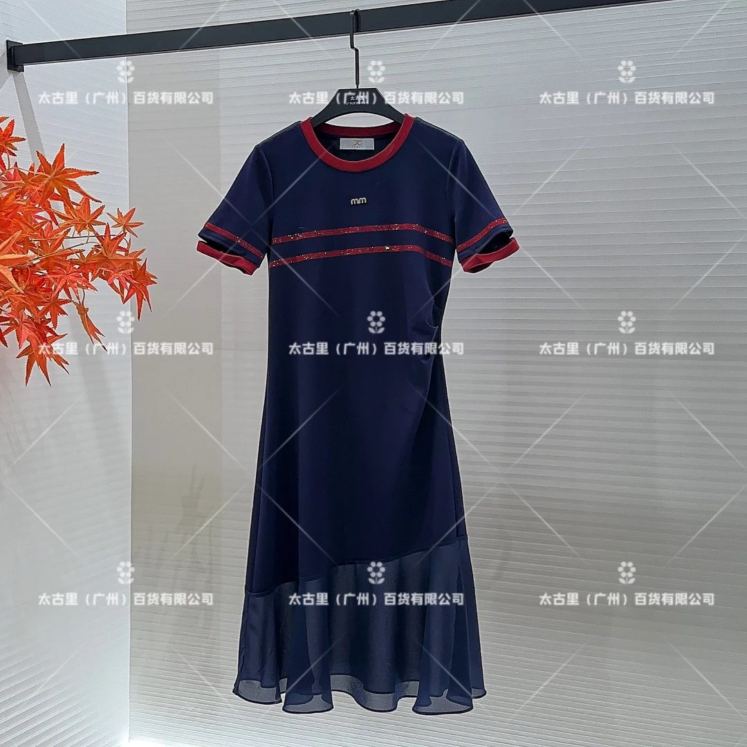 CnDy专属丨夏季重工法式优雅高定串钻圆领气质连衣裙JC-A1720
