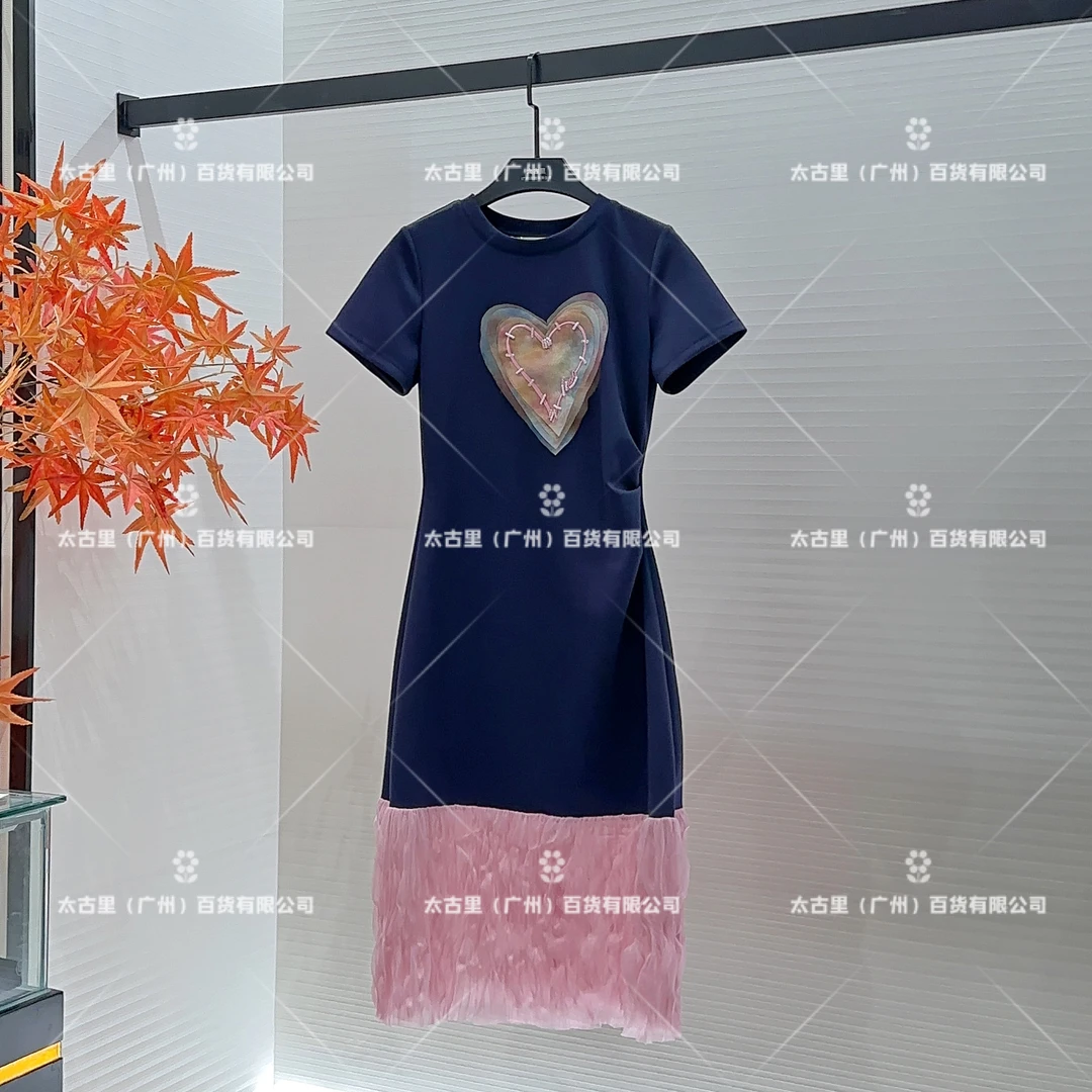 贵柜上新丨夏季烫钻爱心花边时尚褶皱显瘦气质连衣裙JC-A1714