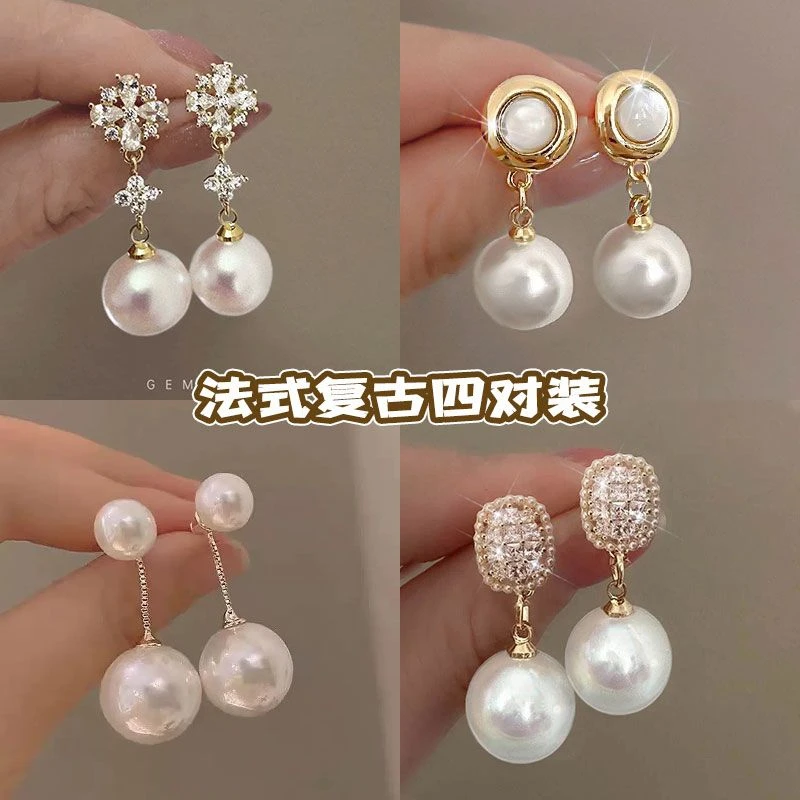复古宫廷文艺耳钉法式水滴新款质感耳环气质耳饰新娘