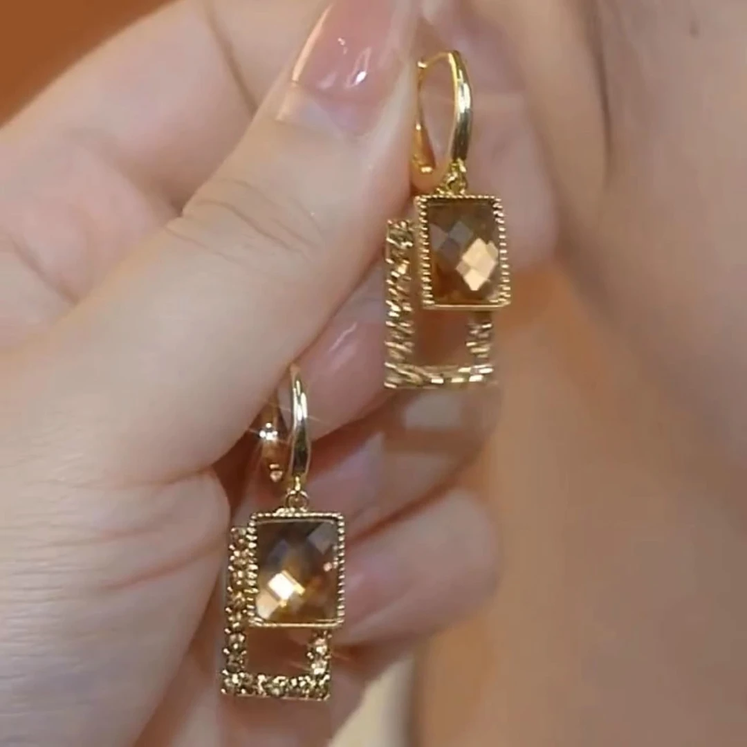 法式气质高级感几何方块超闪耳环女小众设计爆款耳饰