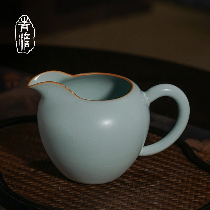 青澹汝瓷禅机茶海公道杯220ml陶瓷单个分茶器公杯景德镇仿古汝窑