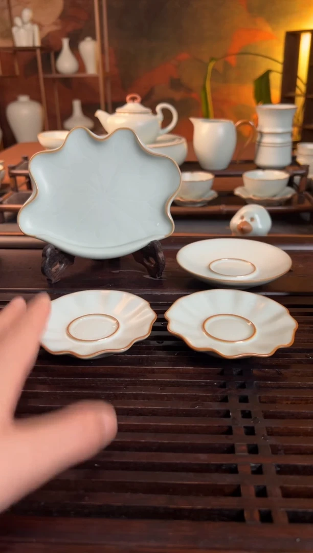 【闪购商品】瓷杯西**人1一叶莲+1随心托+2菱瓣小