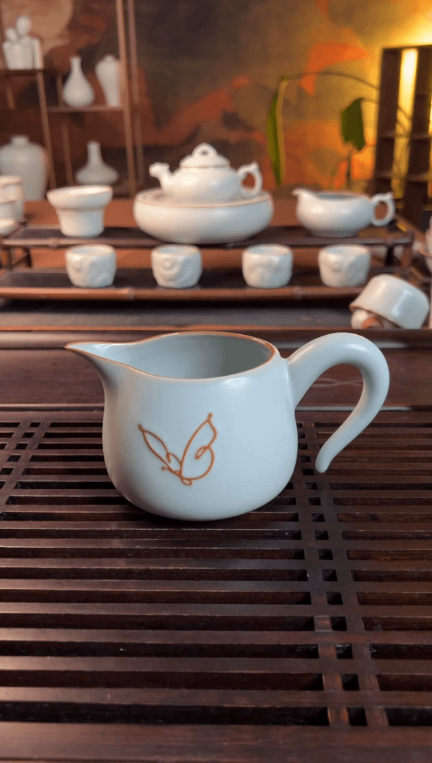 【闪购商品】瓷杯新**冠蝶渡茶海
