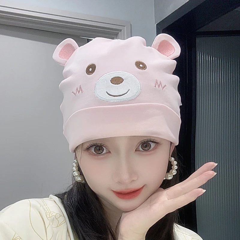 爱哺产后月子帽秋冬防风产妇帽大头围妈妈婴儿套装抗菌款亲子帽