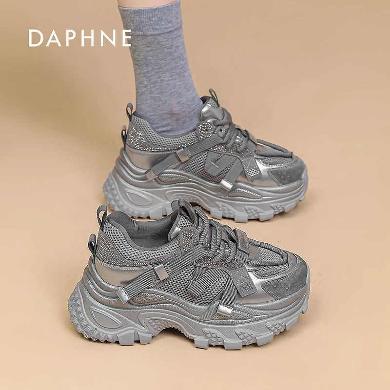 达芙妮2025新品运动鞋时百搭增高老爹鞋减震舒适运动休闲鞋