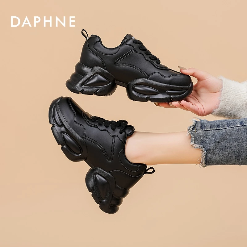 达芙妮品牌女鞋2025年新款厚底老爹鞋女系带运动休闲时尚鞋