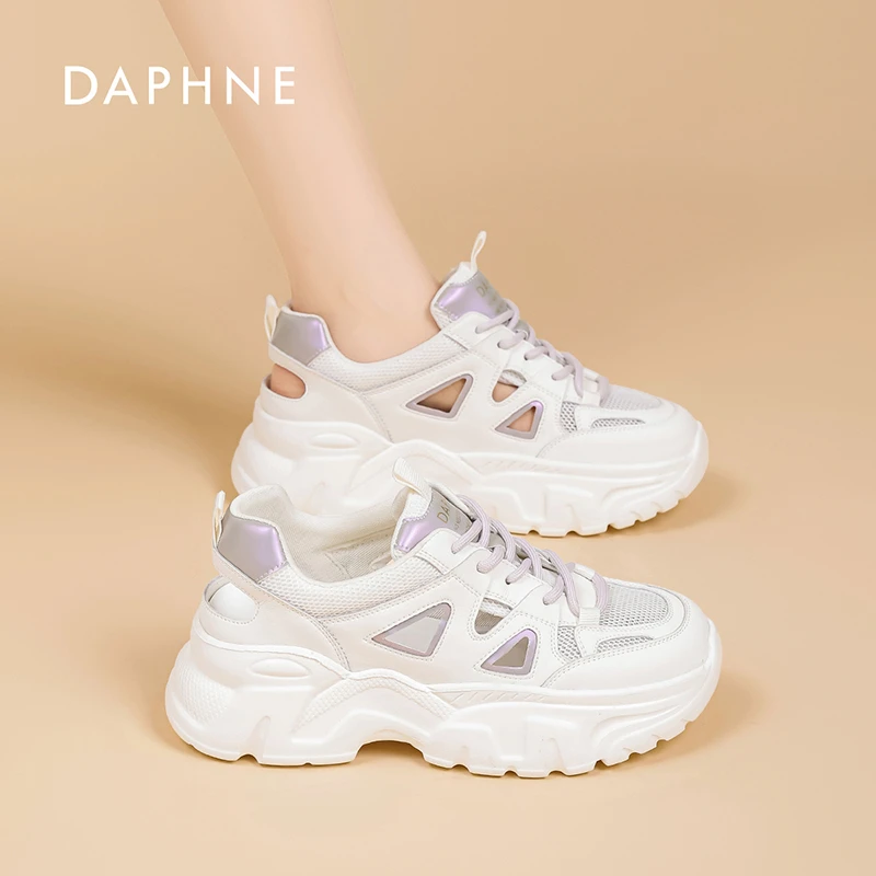 Daphne/达芙妮老爹鞋女2025夏季新品网面透气百搭时尚厚底运动鞋