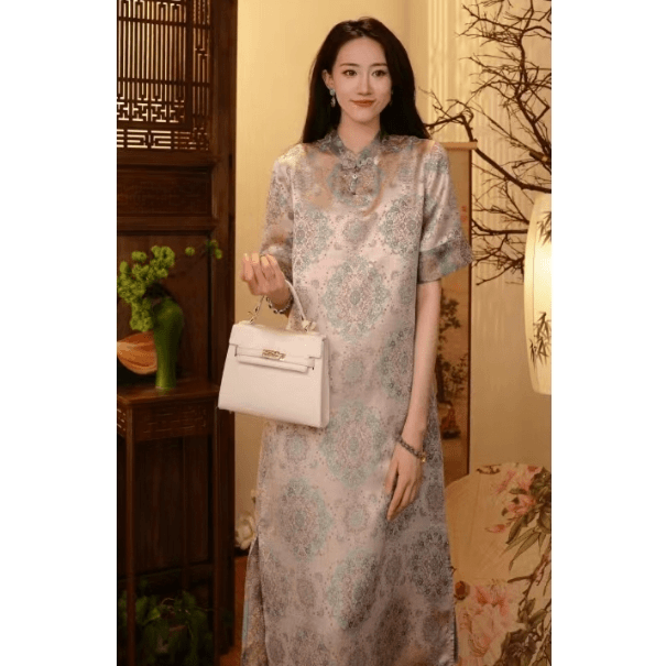 杜甫兰香｜两面双穿新中式女装中长款连衣裙2024B378-程程