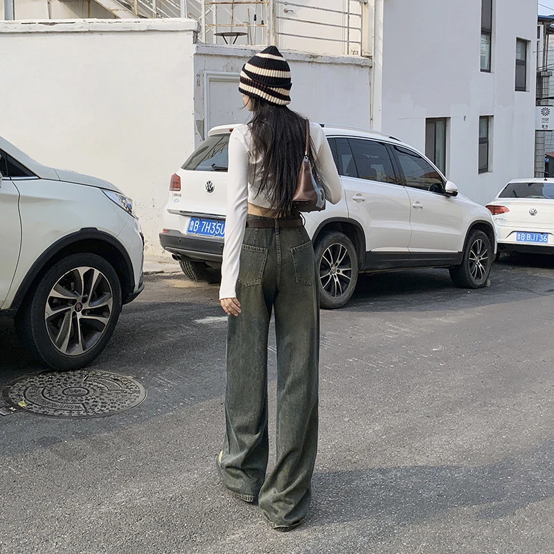 直播链接工厂女装阔腿直筒牛仔裤裤默认瑕渍{无运险｝完美主义勿拍