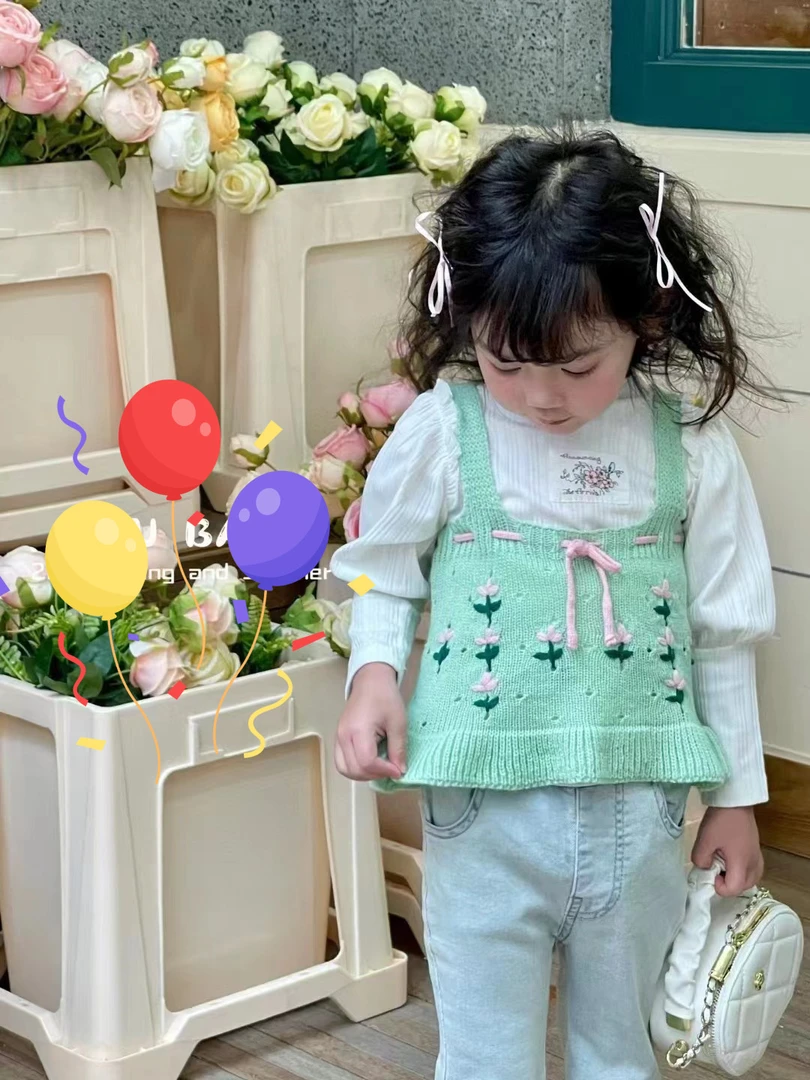 扣号专用  韩版女童绿色马甲套（默认微瑕no退换）