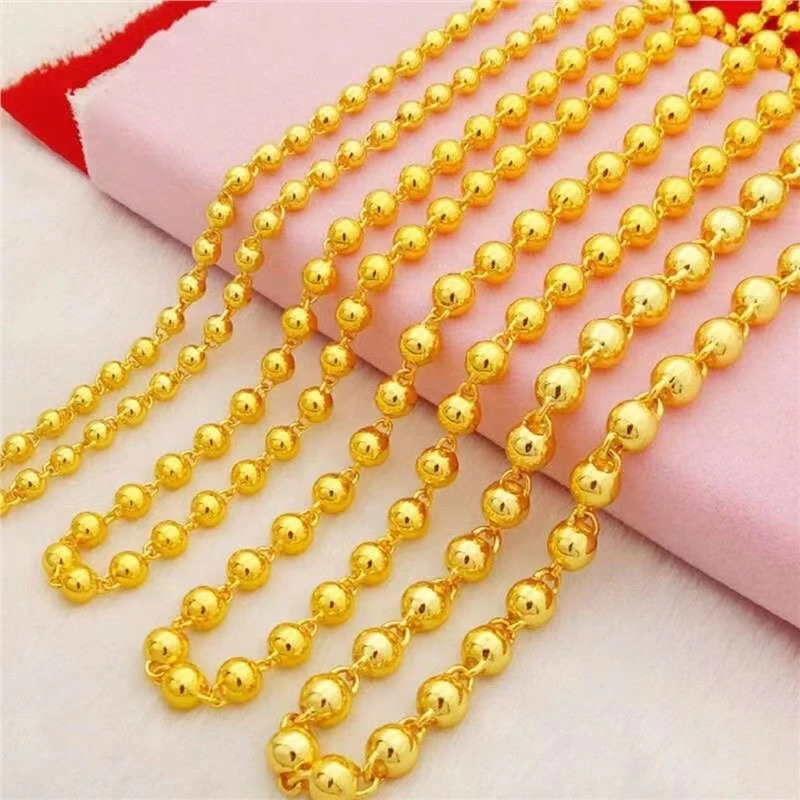 铜合金项链 项链铜合金项链珠珠项链4mm素链女款百搭配首饰链子