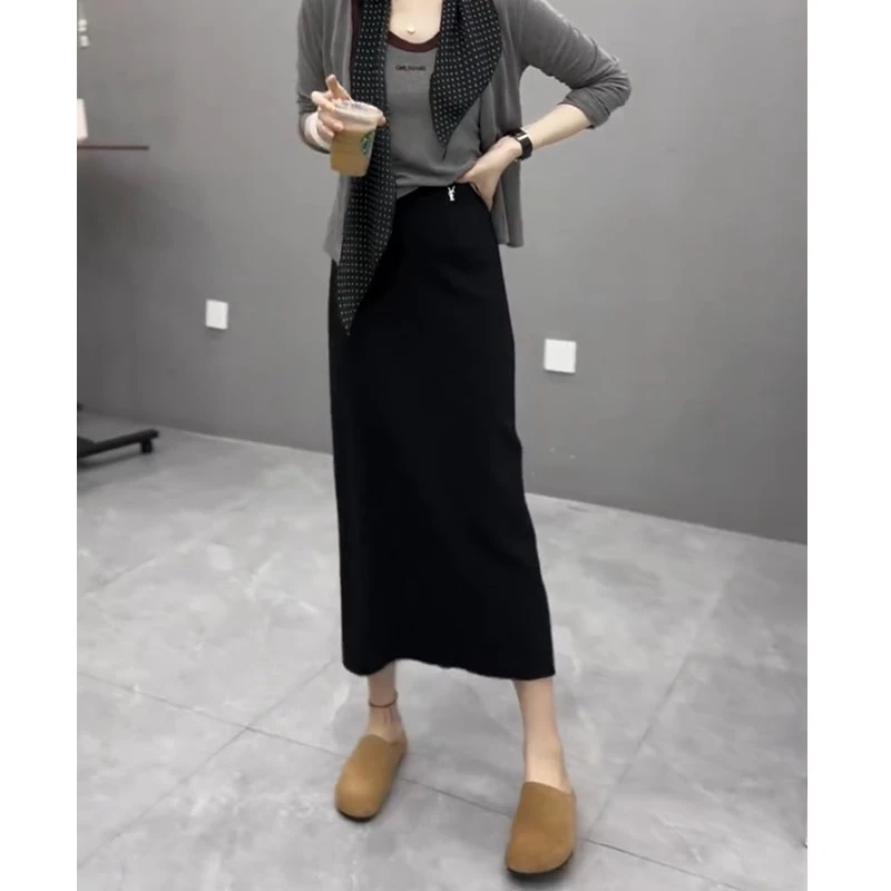半身裙2024秋季新款爆款休闲裙小个子女士显瘦黑色裙子时尚中长裙