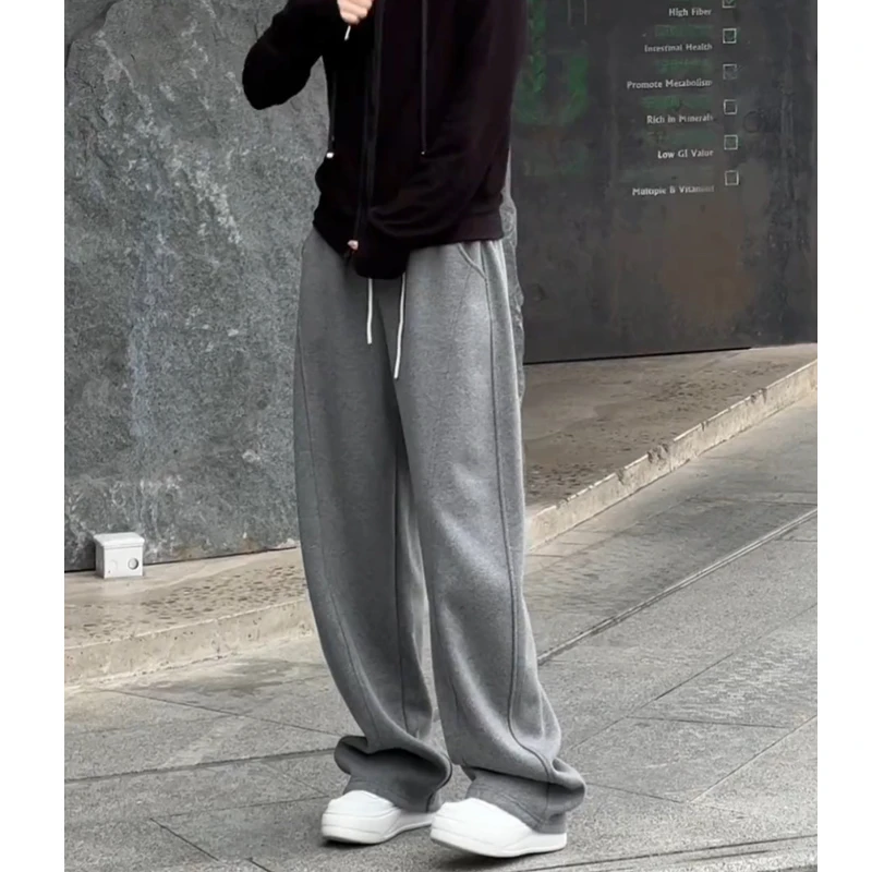 休闲裤女2024年新款冬季裤子小个子显瘦高腰运动裤加厚百搭阔腿裤