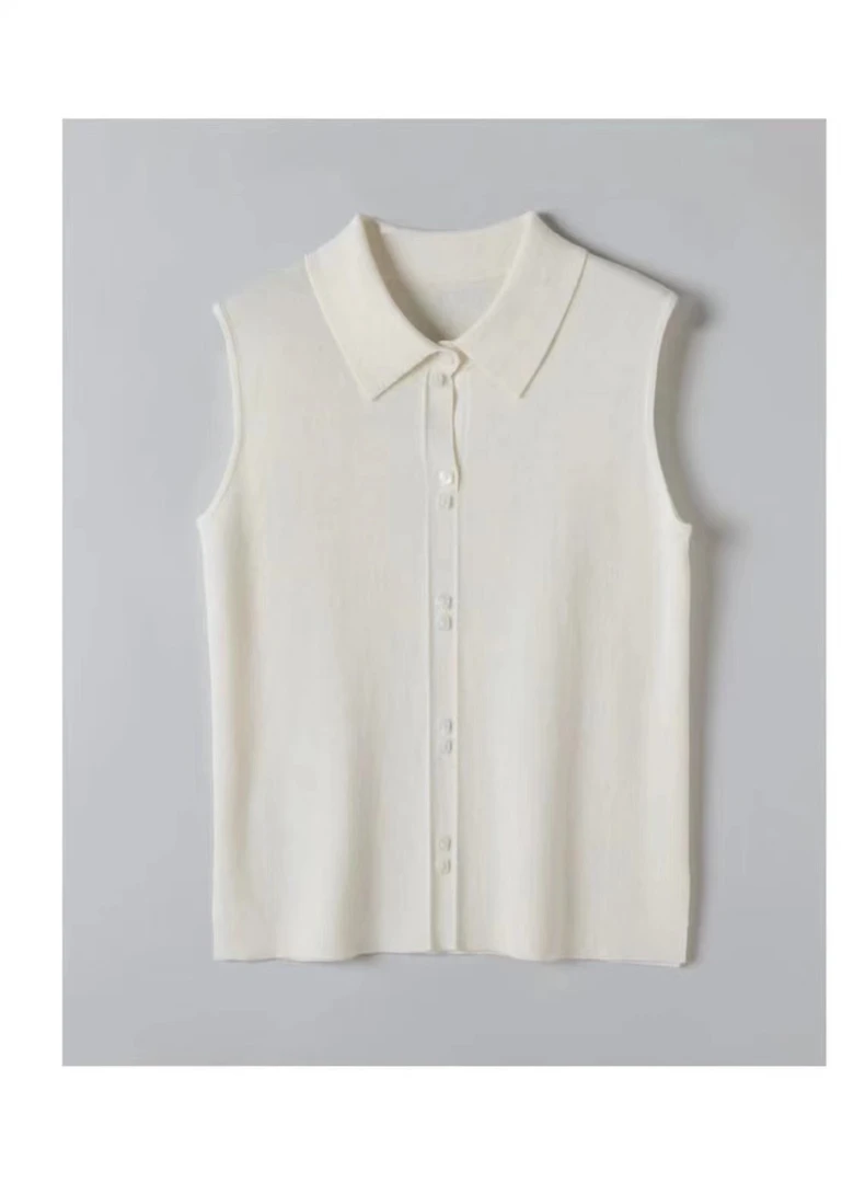 紧密针法！16针百搭polo领气质无袖v领通勤背心J23135省钱风高级感
