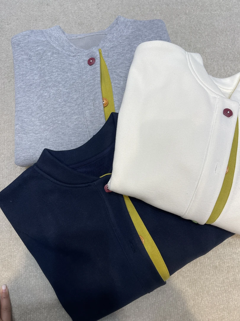 韩版时尚彩色扣子加绒外套