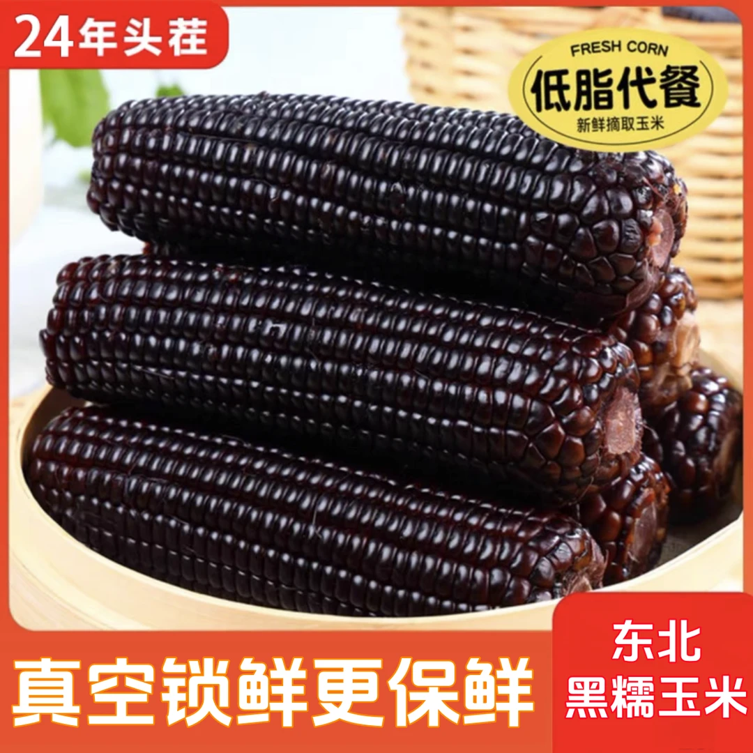 【整箱6斤】2024东北新鲜采摘黑糯玉米拍10送2发12根试吃两根