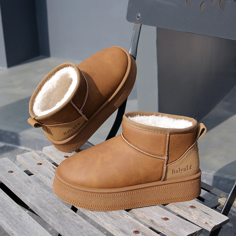 厚底雪地靴2024年冬季新款百搭加厚短靴女防水防滑保暖棉鞋 8885