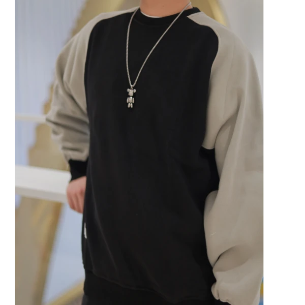 【重磅100%纯棉】美式街头风加绒卫衣秋冬长袖时尚宽松圆领秋冬拼接