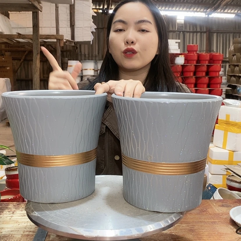 【闪购商品】陶瓷15cm以下灰色小蛮腰20×20两只