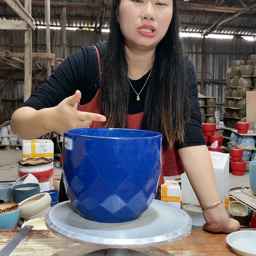 【闪购商品】陶瓷15cm以下蓝钻石20×17一只