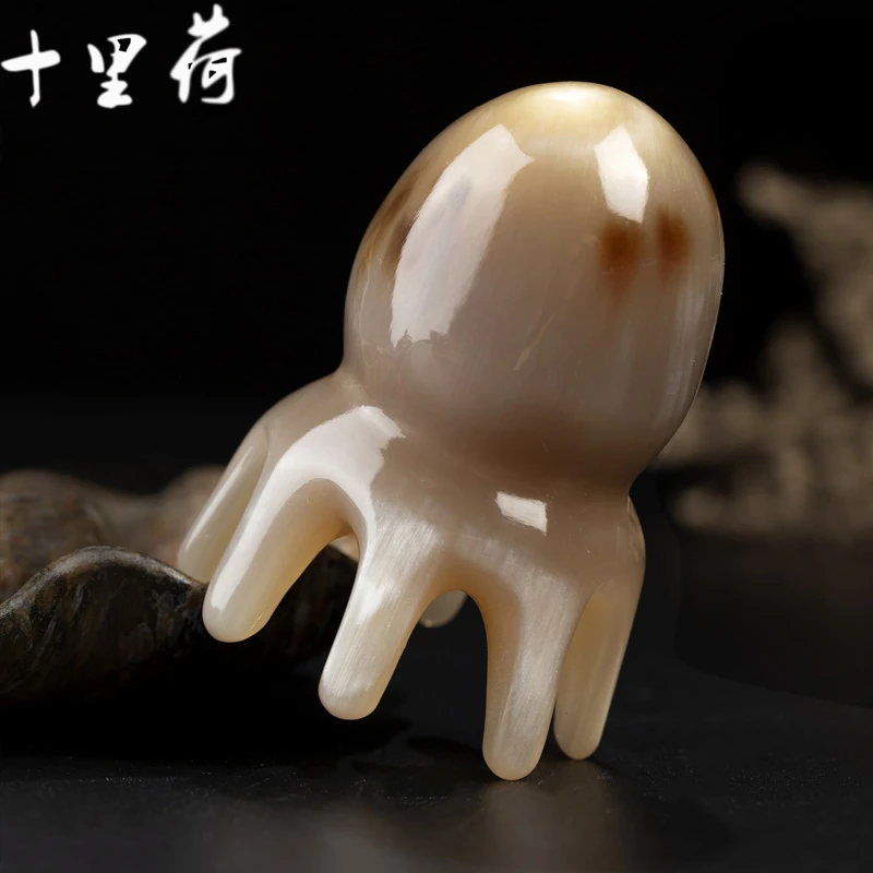 天然牦牛角按摩梳头疗精品蓬松宽齿加厚家用随身带蓬松梳子经络梳