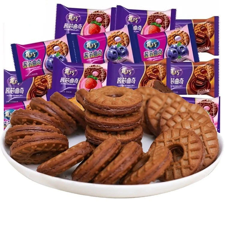 真巧酱芯曲奇饼干独立小包装解馋零食巧克力夹心饼干批发零售特价