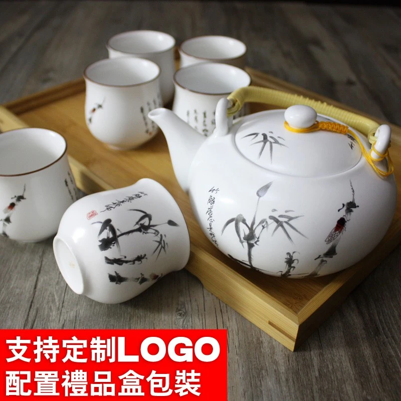 景德镇提梁壶陶瓷茶具套装家用泡茶壶茶杯功夫茶具中式大号1壶6杯