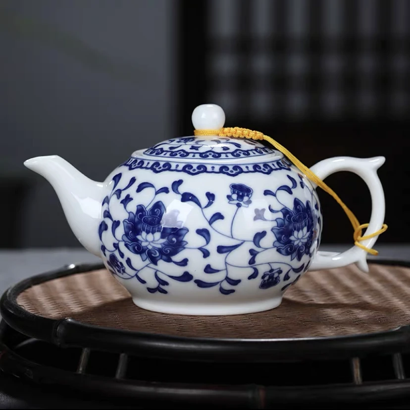 景德镇青花瓷茶壶单壶复古家用陶瓷中式大小容量釉下彩茶壶陶瓷